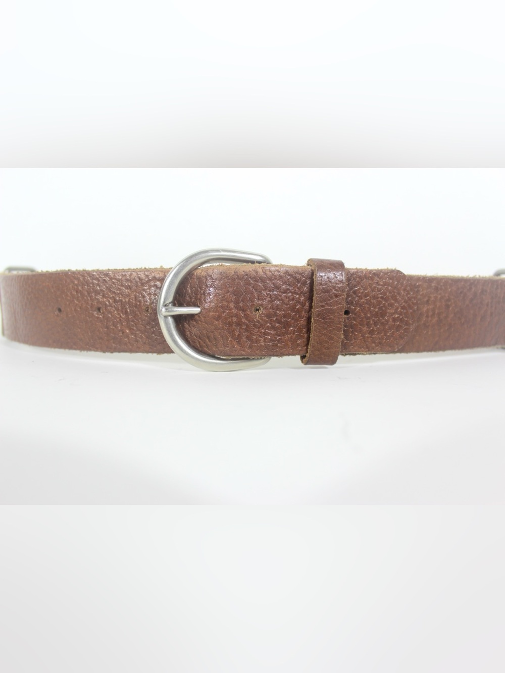Heavy Duty Distressed Tan Braided Leather Belt with Silver Buckle Vintage